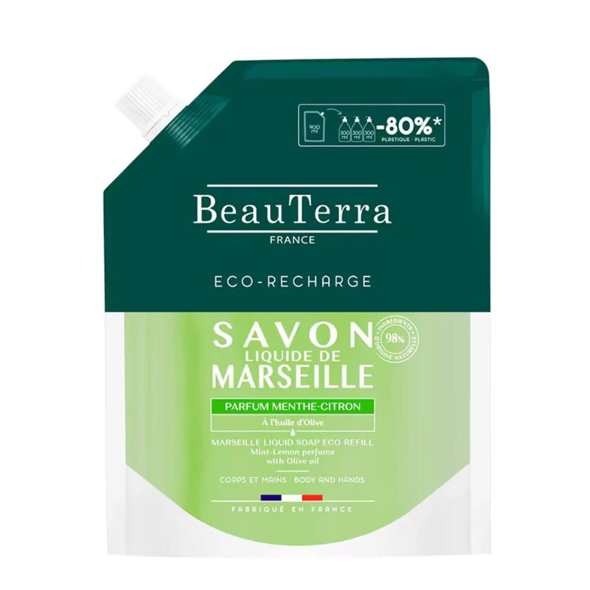 Beauterra Marselha Sabonete Menta-Limão Recarga 900ml