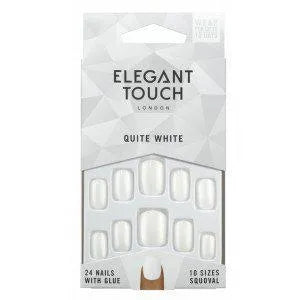 Elegant Touch Polished Colour 24 Nägel mit Kleber Squoval Quite White