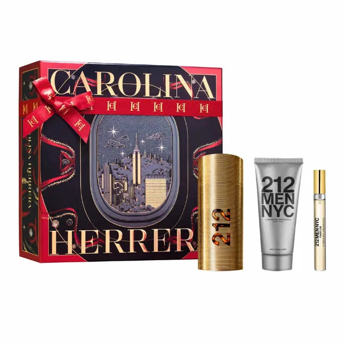 Carolina Herrera 212 Men Eau De Parfum Spray 100ml Coffret 3 Produits
