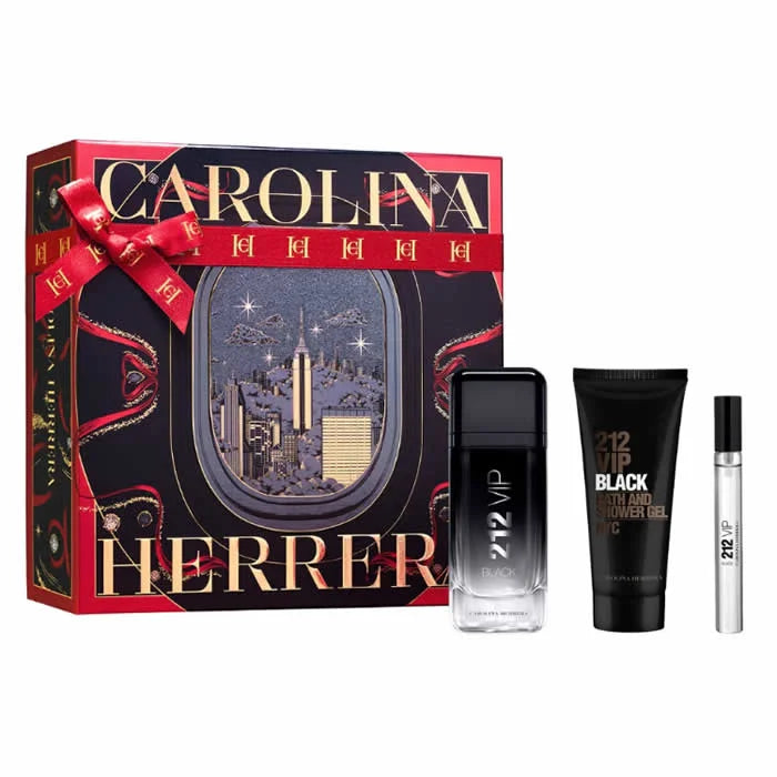 Carolina Herrera 212 Vip Black Eau De Parfum Spray 100ml Coffret 3 Produits